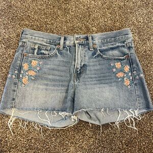 Lucky Brand Distressed Blue and Orange Jean Shorts
